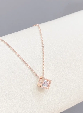 魔方小立方体锆石项链日韩新款