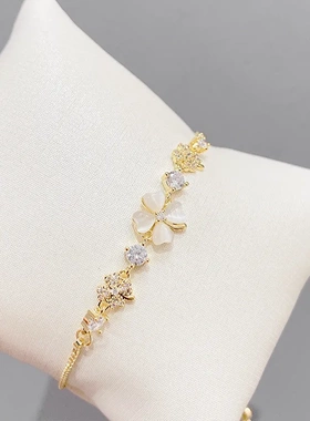 新款微镶锆石猫眼石抽拉手链