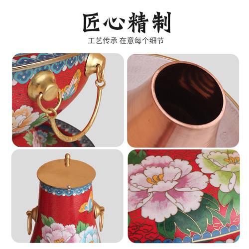 景泰蓝木炭铜火锅纯手工老式老北京鸳鸯锅涮锅家用涮肉火锅暖锅 - 图1