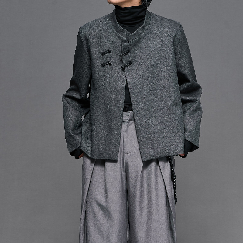 隐制YINZHI 盘扣小众新中式立领短款西服无性别暗黑系国风男外套,淘宝优惠券,粉丝福利购,淘宝优惠卷