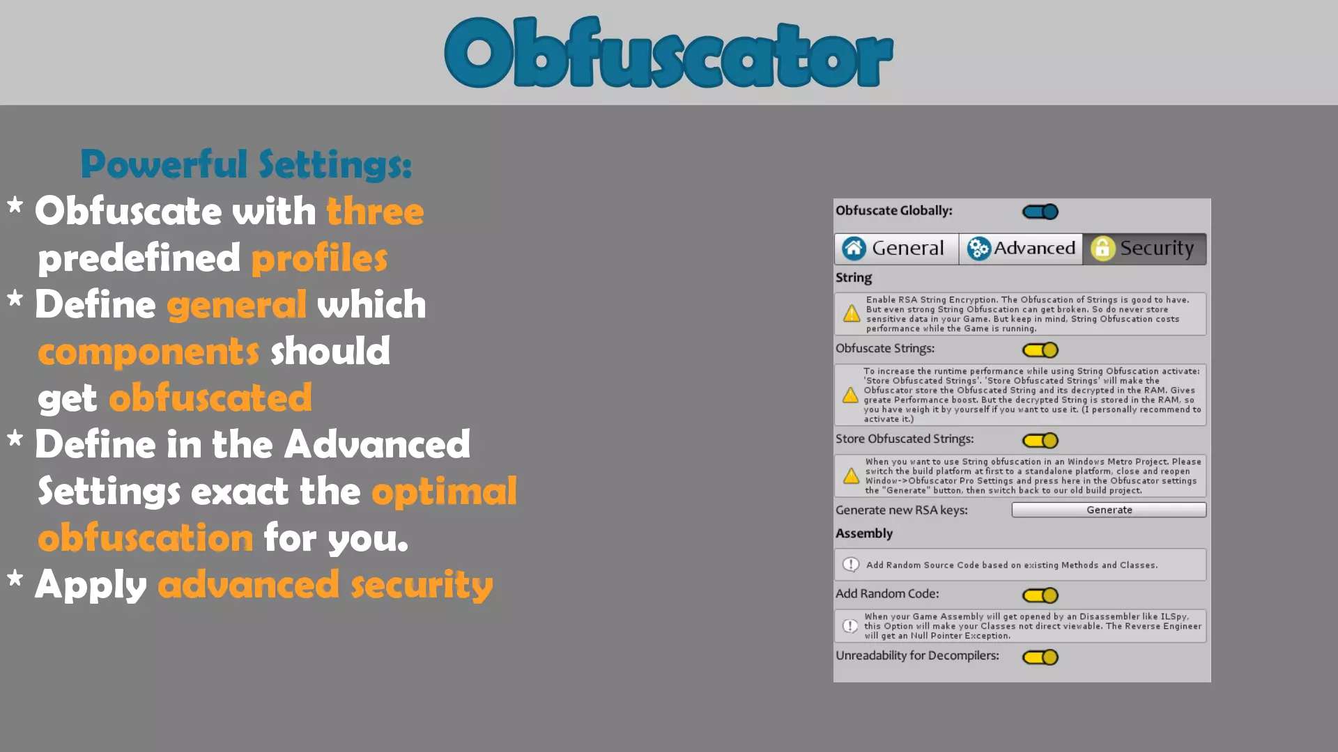 Obfuscator Pro 5.1.4 - U3D插件 代码源码混淆加密安全 同步更新 - 图0