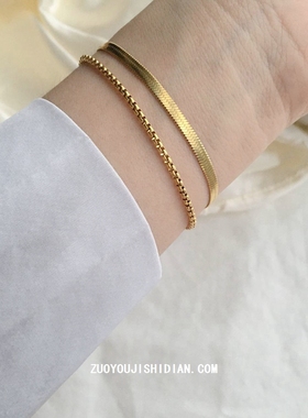 钛钢不褪色小众轻奢女18k金手链