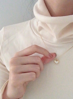 钛钢不掉色小众高级感桃心项链