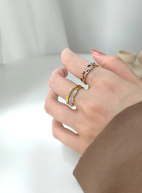 女小众气质红色滴油开口戒指