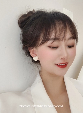 925银针网红气质桃心耳钉耳环女