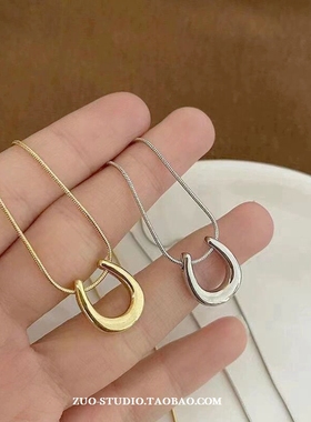 钛钢蛇骨女U型项链锁骨链