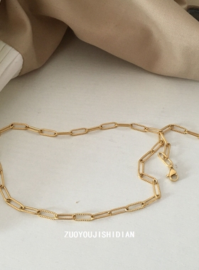 复古小众设计感法式14K金钛钢时尚潮流ins个性百搭博主链条锁骨链
