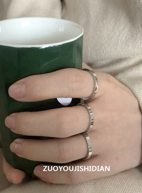 ins钛钢不掉色百搭纯银光面戒指