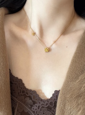 不掉色玫瑰同款项链高级感轻奢小众钛钢女士锁骨链新中式女配饰潮