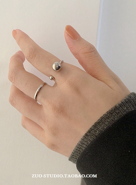 女钛钢小众轻奢螺旋圆球戒指