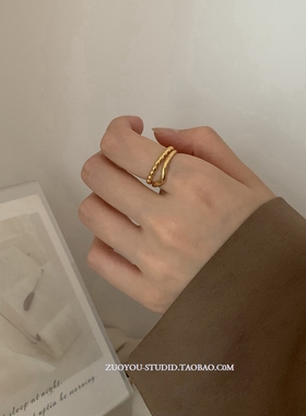 小众轻奢时尚高级感女双层戒指