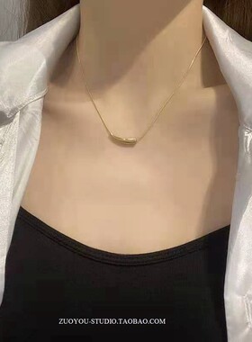 钛钢不掉色项链女18K金茄子