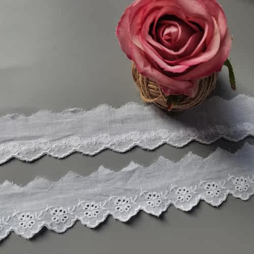 棉线编织花边辅料/DIY手工服饰床品窗帘娃衣布料/厂家直销/白色 - 图1