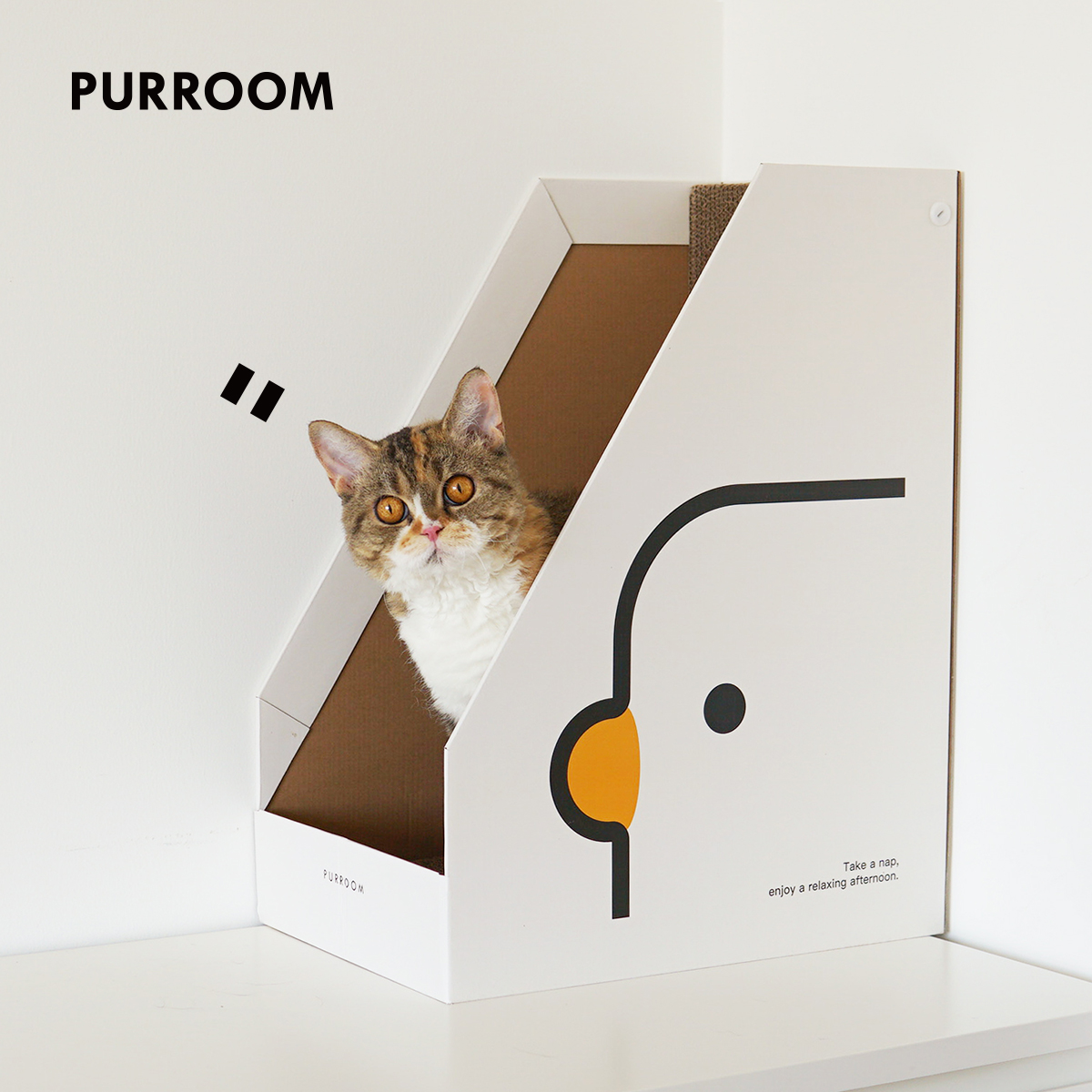 PURROOM 立式L型大号瓦楞纸猫抓板磨爪猫窝加高靠墙书立盒猫玩具 - 图0