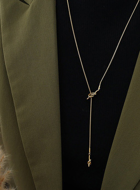 emanco冷淡风钛钢长款毛衣链