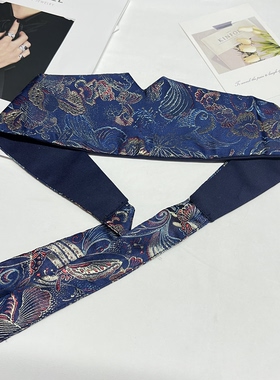 国风蝴蝶兰腰封高级感中式复古织锦缎汉服宽腰带连衣裙马面裙配饰