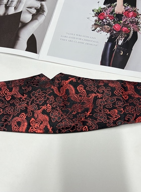 经典配色黑红国风小金龙松紧腰带装饰配裙子中式汉服配饰宽腰封女