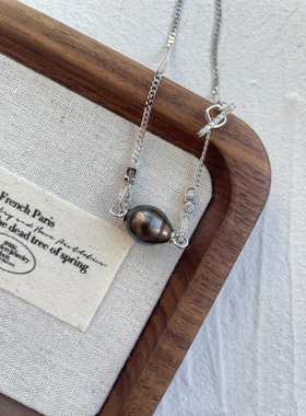 澳白大溪地巴洛克海水珍珠古巴链男女通用s925纯银时尚个性潮流