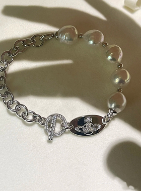 西太后土星手链精工纯银天然极光巴洛克s925银精工