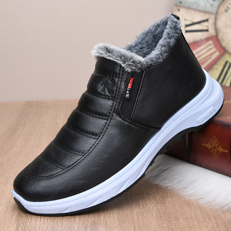 冬季老北京棉鞋男加绒保暖雪地靴皮面防寒爸爸鞋加厚防滑父亲棉靴,淘宝优惠券,粉丝福利购,淘宝优惠卷