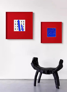 蓝红撞色艺术挂画现代简约装饰画