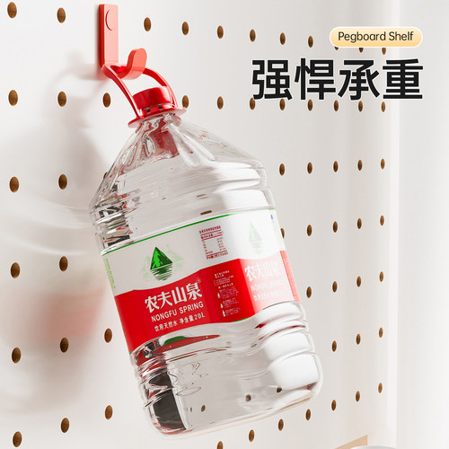 木质洞洞板配件金属收纳置物架入户玄关墙面实木圆孔摆件收纳挂钩 - 图2