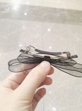 简约蝴蝶结发家弹簧夹半扎发顶夹