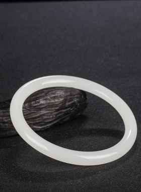 和田玉羊脂白玉手镯玉镯圆条细条