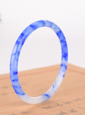 和田玉手镯细圆款54-63青花玉