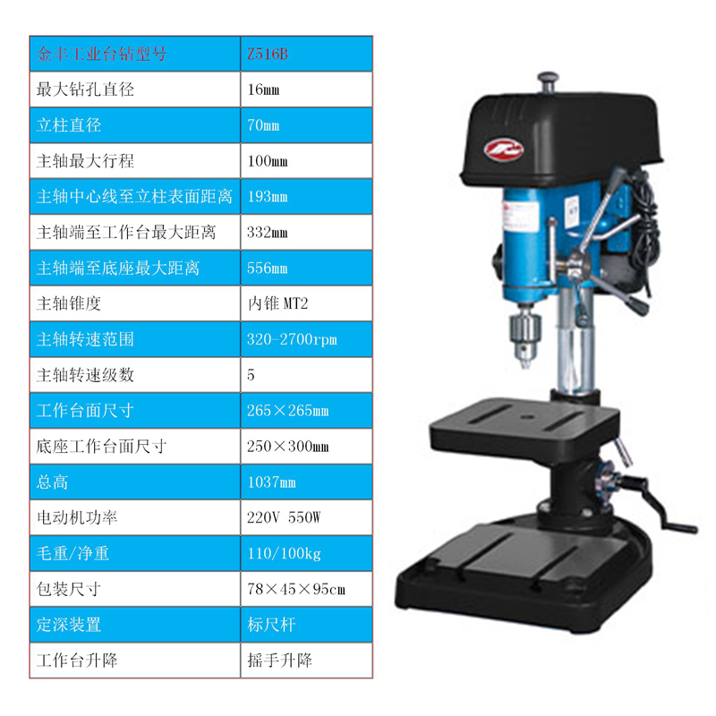 金丰钻床Z512-2 Z512B Z4116 Z4120多功能型手摇手轮重型工业台钻-图1