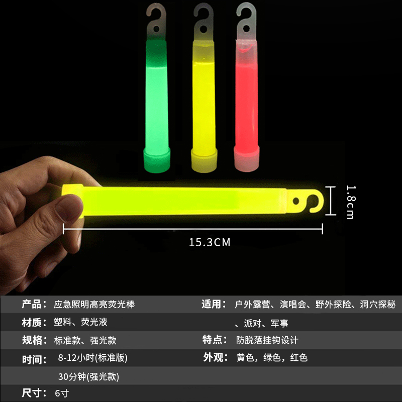 应急救援6寸军规战术荧光棒夜光棒户外探险救生棒抢险棒背心配件 - 图1