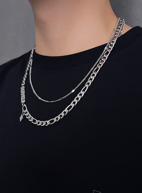 原创设计四芒星双层叠戴项链男潮小众高级感女潮夏网红气质锁骨链