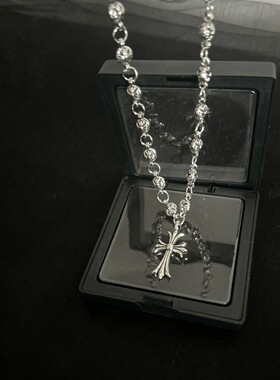 复古十字架项链男街头嘻哈潮牌吊坠手工链情侣配饰欧美复古十字架