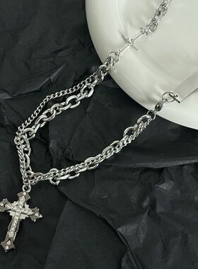 芒星十字架项链套装男ins个性嘻哈中性风潮酷小众情侣款配饰合集