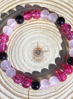 跨境爆款手链粉爆花爱情招爱情聚好运释放情绪浪漫珠珠手串珠手环