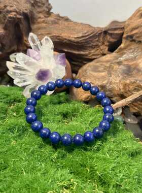 temu希音tk跨境爆款手工制作麻石青金弹力线手链男女蓝色手串饰品