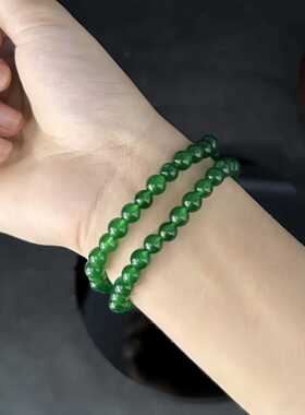 跨境爆款手链欧美热卖天然石水晶手串手镯绿色青甘玉简约圆珠串珠