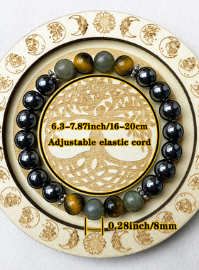 跨境爆款手链天然黑胆石灰闪光防护能量手链吸收负能量紫水晶手串