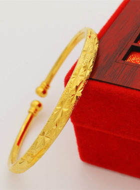 新款黄铜镀越南沙金开口满天星手镯欧币镀金久不掉色婚庆饰品首饰