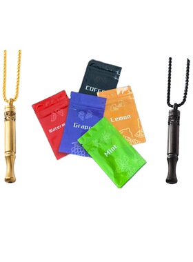 新款带花纹冥想呼吸器项链 钛钢旋转扭开香薰吊坠带口味戒烟器潮