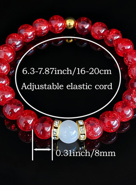 跨境爆款手链红色琉璃和田玉招财转运手串轻奢感串珠简约文玩手串