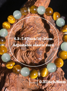 跨境爆款手链天然虎眼石双石吸引活力清新勇气财富独特珠串手串珠