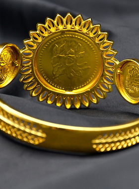 热销中东首饰镀金铜手镯迪拜新结娘婚礼沙金卡扣开口手镯佩戴方便