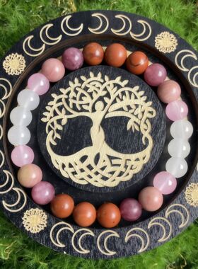 跨境爆款手链红石红木纹紫水晶男女通用水晶手镯招桃花渐变手串珠