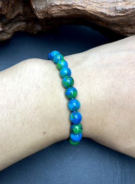 跨境爆款手链天然石手链男女同款夏季新款亚马逊蓝色串珠简约手串