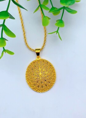 中东迪拜黄铜合金饰品套装项链耳环戒指珠宝首饰三件套新娘结婚礼
