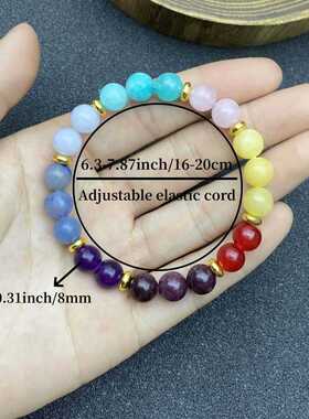 跨境爆款手链海蓝宝石榴石粉黄紫水晶天然治愈能量手串彩色珠串珠