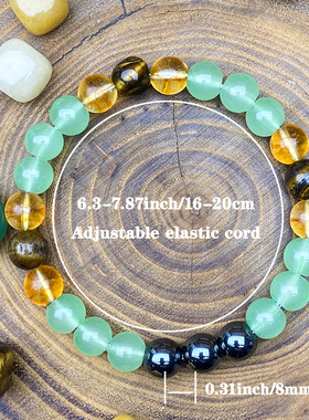 跨境爆款手链天然绿玻璃黄水晶虎眼石拼接手链吸引活力绿玉石串珠