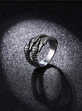 亚马逊合金朋克手饰嘻哈开口戒指冷淡风饰品蛇形动物组合指环批发