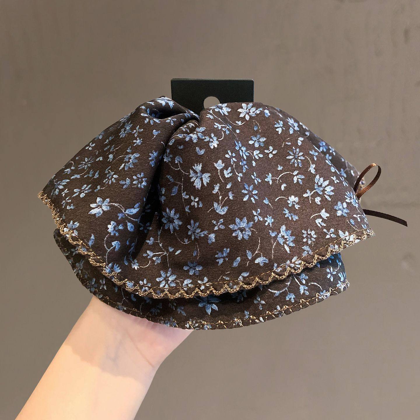 通勤新款可爱复古碎花马尾抓夹文艺小清新盘发夹撞色蝴蝶结鲨鱼夹,淘宝优惠券,粉丝福利购,淘宝优惠卷